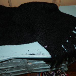 Treasure & Bond Black Knit Fringe Scarf NWT